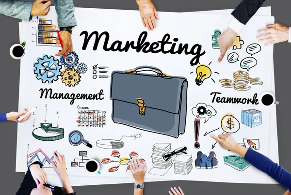 Üzletemberek mutat a Marketing koncepció — Stock Fotó