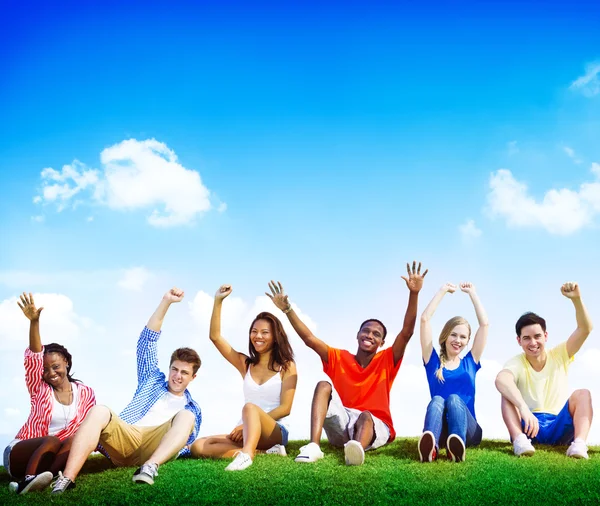 Young friends at outdoors — Stock Photo, Image