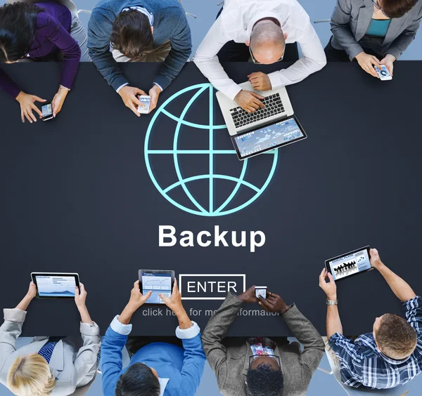 People using devices and Backup — Stock Photo, Image