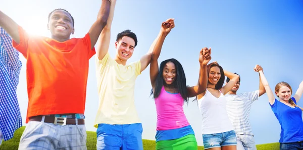 Young friends at outdoors — Stock Photo, Image