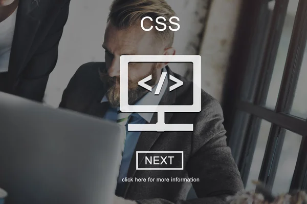 Business man working and css code — стоковое фото