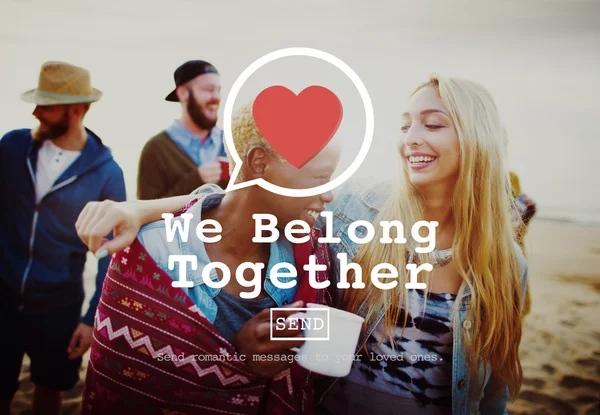 Люди с текстом We Belong Together — стоковое фото