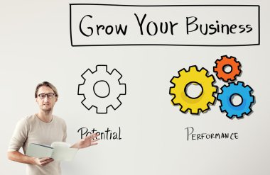 businessman working with Grow Business clipart