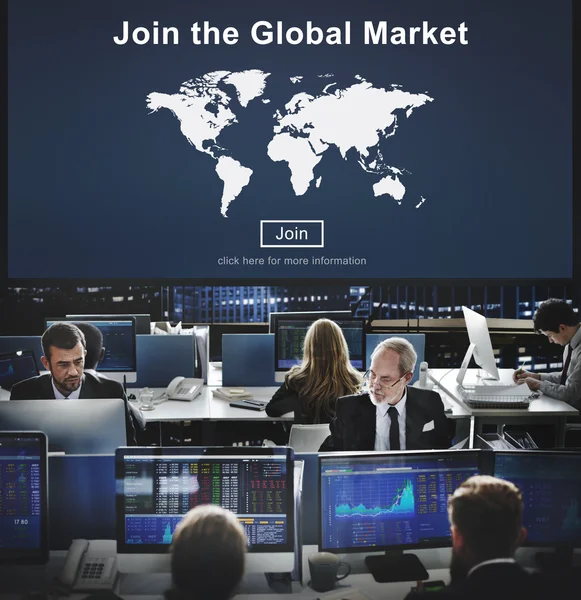 Werknemers van het bedrijf en de wereldmarkt — Stockfoto