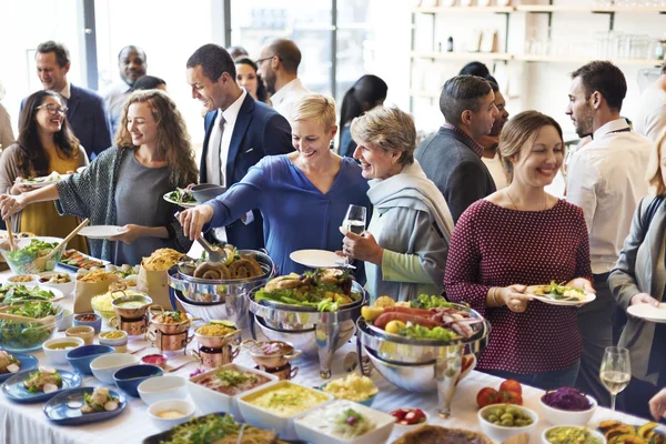 People with cups and plates — Stock Photo, Image