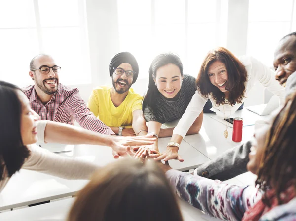 Cheerful Team Join Hands — Stock Photo, Image