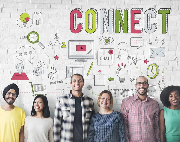 Diversità persone con connessione — Foto Stock