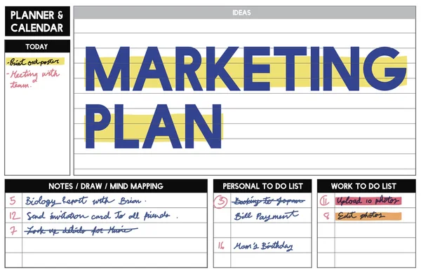 Modèle avec concept de plan marketing — Photo