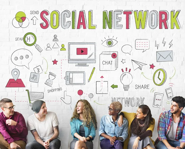 Diversità persone e social network — Foto Stock