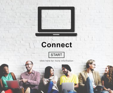 çeşitlilik arkadaş connect ile duvarının yakınında