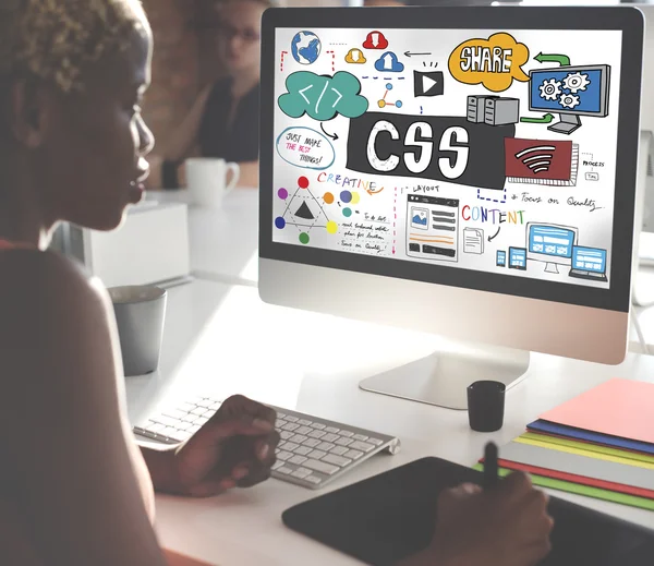 Bilgisayar monitöründe css ile — Stok fotoğraf
