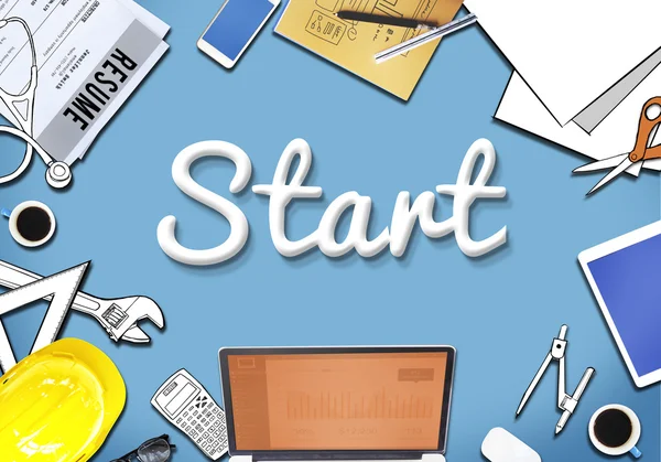 Hintergrund mit Text: Start — Stockfoto