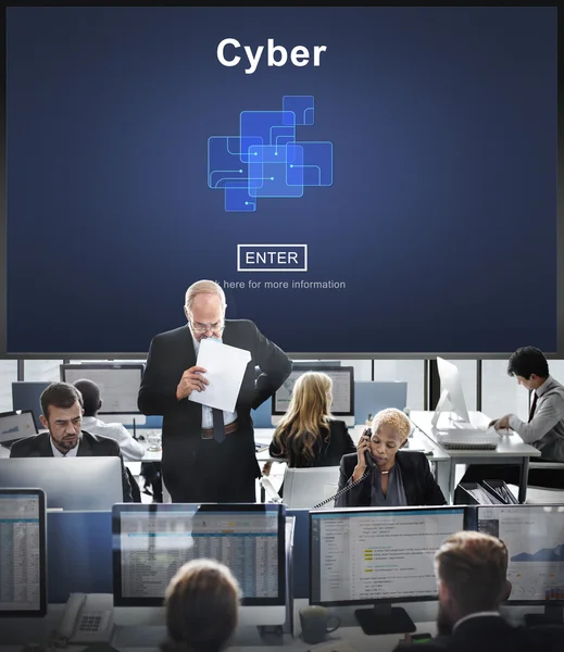 Деловые работники и кибер — стоковое фото