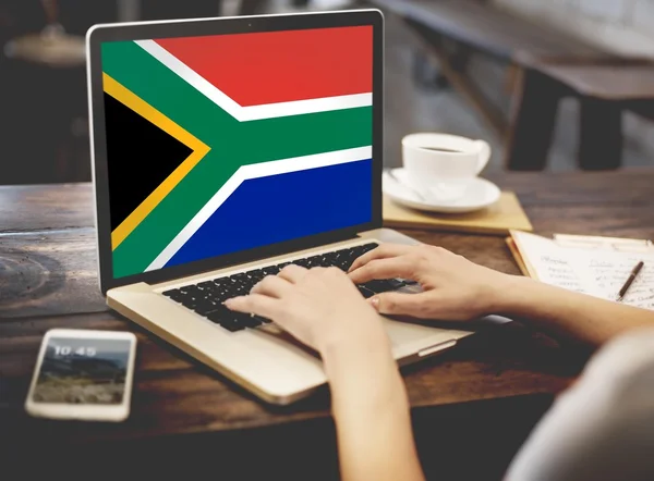 Bandera de Sudáfrica en la pantalla — Foto de Stock