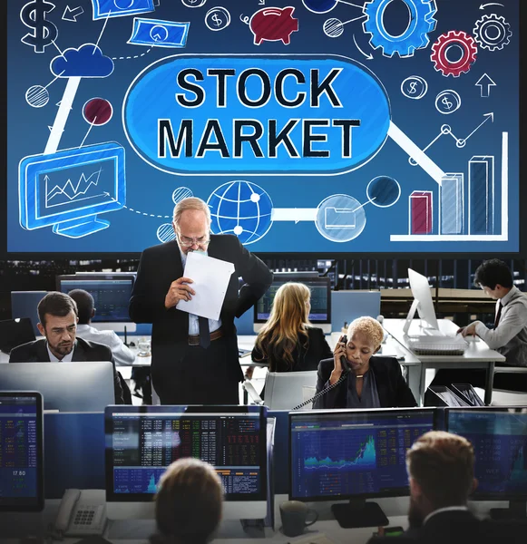 Trabalhadores das empresas e mercado bolsista — Fotografia de Stock