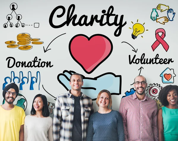 Diversity people with charity — Stock Photo, Image