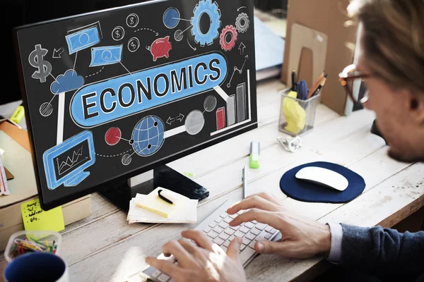 Zakenman met economie Concept — Stockfoto