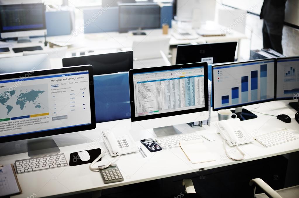 Workplace with computers in the office — Stock Photo © Rawpixel #104632164