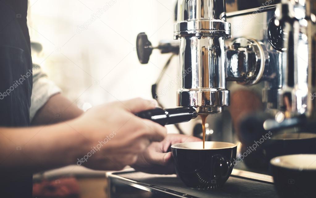 Barista Machine doing Coffee 