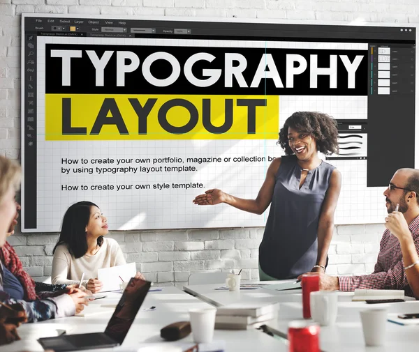 Obchodní jednání s rozložením typografie — Stock fotografie