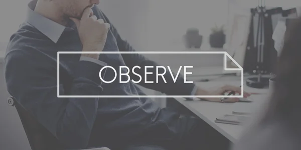 Businessman thinking with observe — Stock Photo, Image