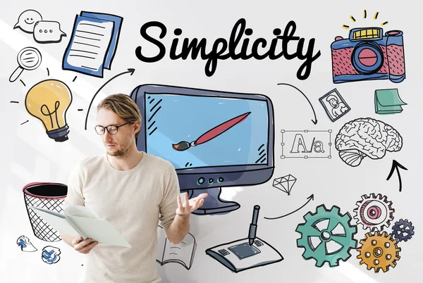 Empresário trabalhando com simplicidade — Fotografia de Stock