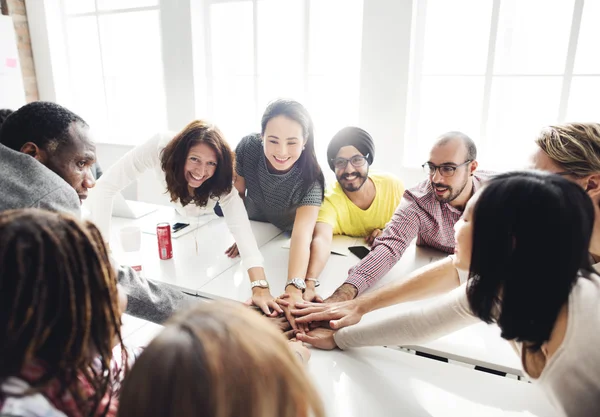 Cheerful Team Join Hands — Stock Photo, Image