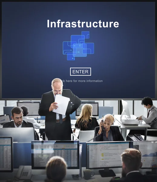 Trabajadores empresariales e infraestructura — Foto de Stock