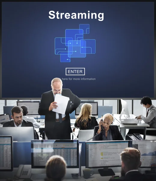 Business arbetstagare och streaming — Stockfoto