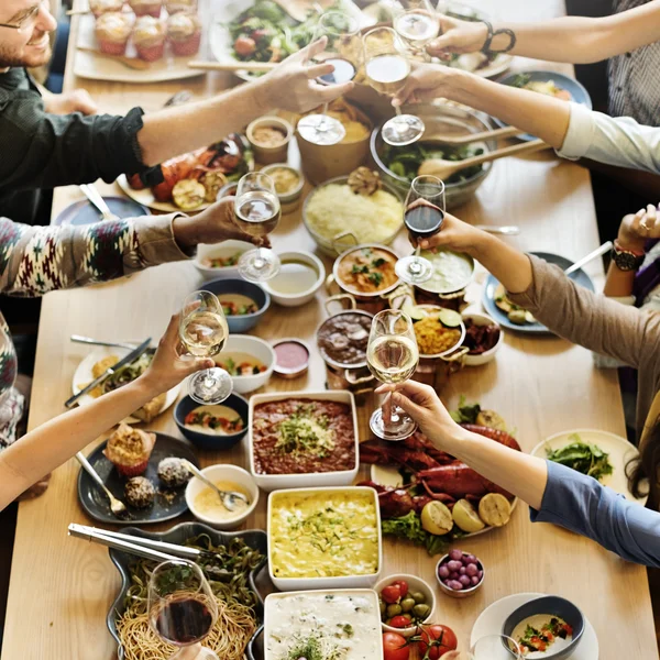 People enjoying food