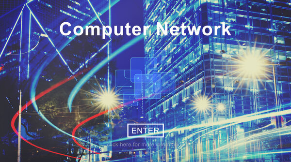 Футуристический городской пейзаж с огнями
