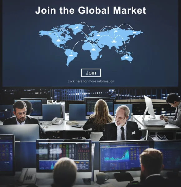 Werknemers van het bedrijf en de wereldmarkt — Stockfoto