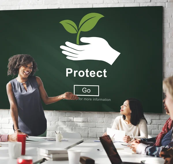 Zakelijke bijeenkomst met beschermen — Stockfoto