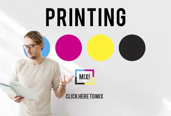 Businessman working with printing — Stock Photo, Image