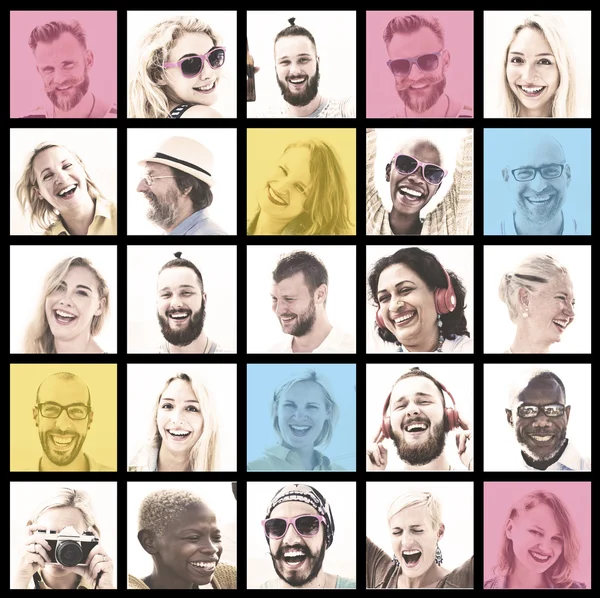 Människor uppsättning ansikten — Stockfoto