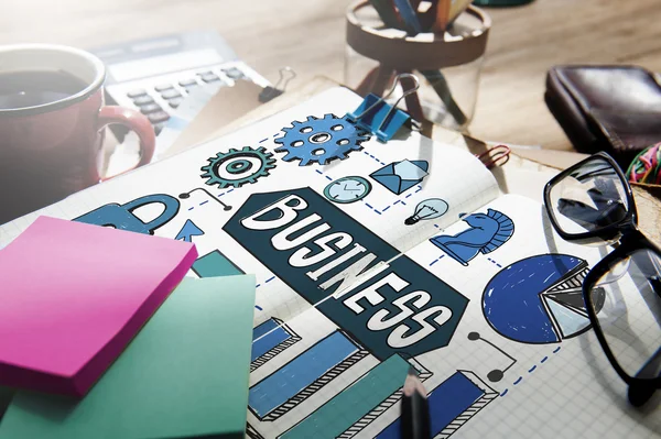 Office tools on wooden table — Stock Photo, Image