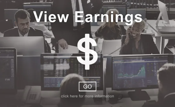 Business people working and View Earnings — Stock Photo, Image