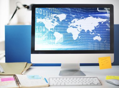 Dünya Haritası monitör kavramı 