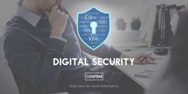 İşadamı metin dijital güvenlik ile düşünme