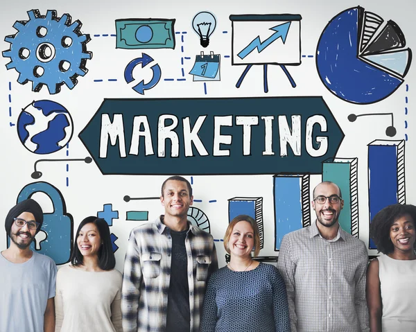 Diversity people with marketing — Stock Photo, Image