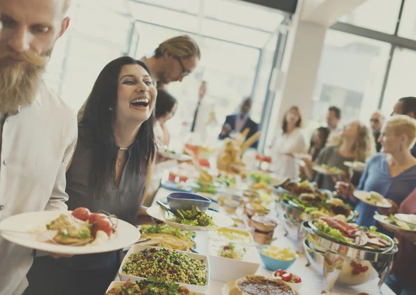 People with cups and plates — Stock Photo, Image