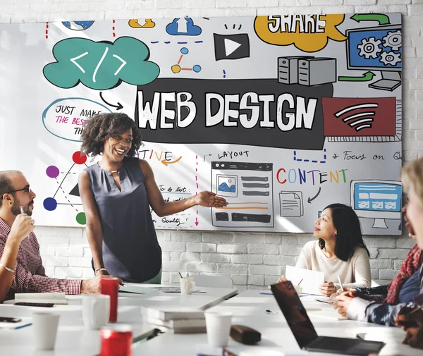 Zakelijke bijeenkomst met webdesign — Stockfoto