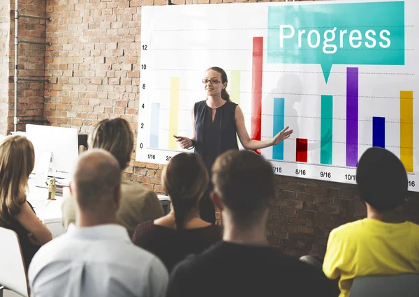 People at conference with Progress — Stock Photo, Image