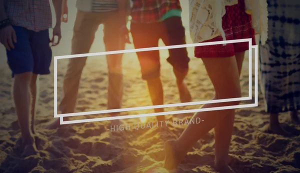 Friends hanging out on party and frame — Stock Photo, Image