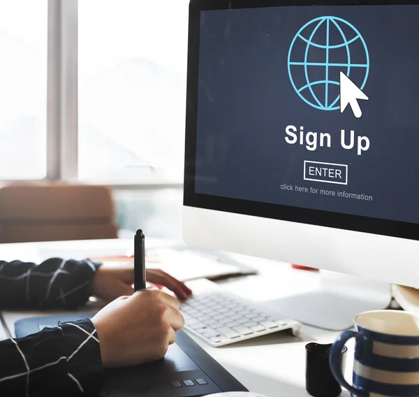 Meld u aan Register Concept — Stockfoto