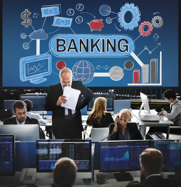 Business arbetstagare och bank — Stockfoto
