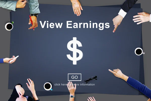 Business People Pointing on View Earnings — Stock Photo, Image