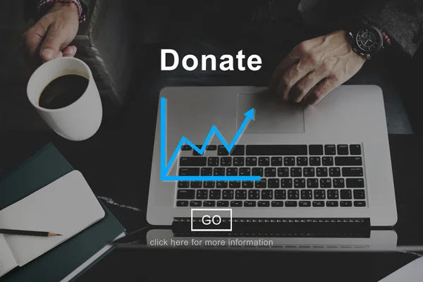 Doar, Conceito de caridade on-line — Fotografia de Stock