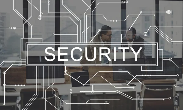 Colleagues discussing and Security — Stock Photo, Image