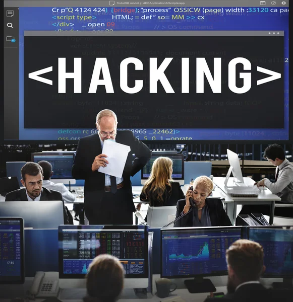 Werknemers van het bedrijf en Hacking — Stockfoto